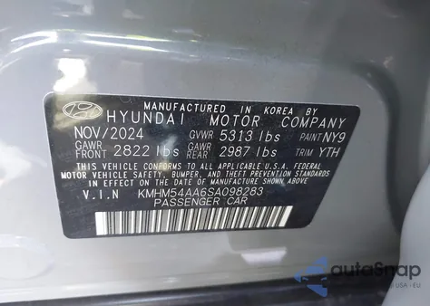 2025 Hyundai Ioniq 6 Limited z USA, uszkodzony, nr VIN KMHM54AA6SA098283